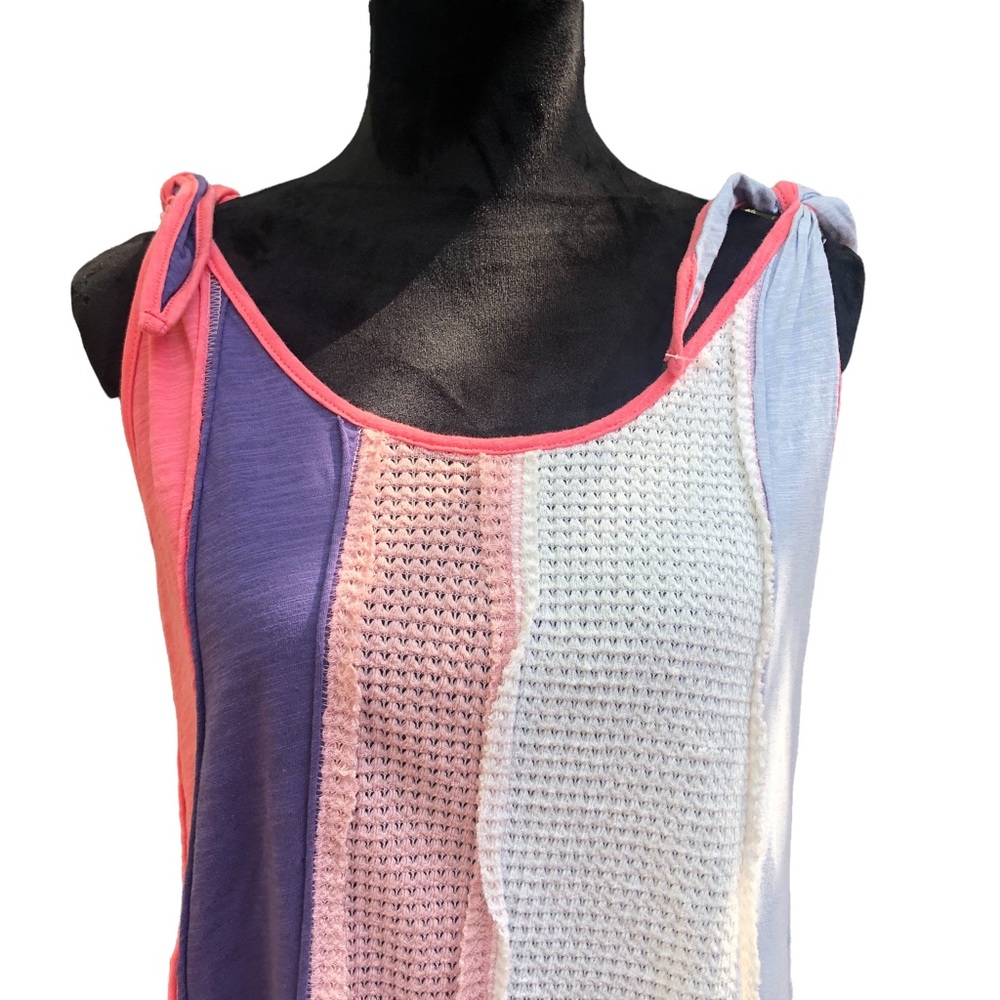 L Love Inside Out Vertical Stripe Colorblock Tank Top size M - Picture 3 of 8